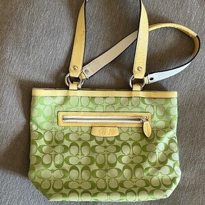 Coach Lime Green and Yellow Shoulder Bag